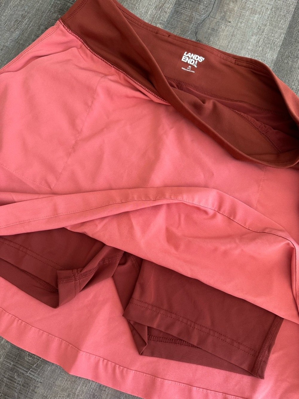 Lands' End Two-Tone Coral and Rust Active Skort